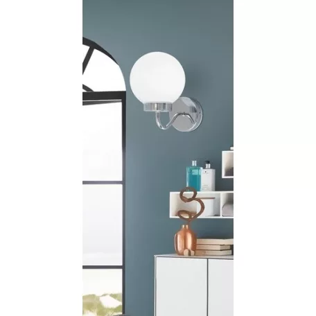 Rábalux 5827 Togo fali lámpa, króm, fehér opál üveg, 40W, E14, IP44