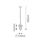 Rábalux 8207 Velence kültéri Függesztett lámpatest, fehér, 60W, E27