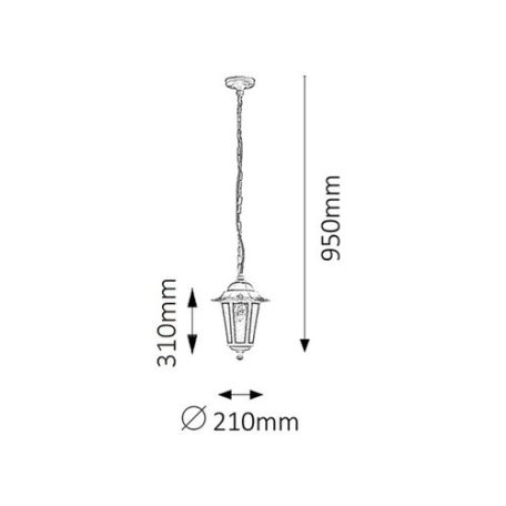 Rábalux 8207 Velence kültéri Függesztett lámpatest, fehér, 60W, E27