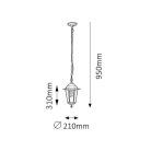 Rábalux 8208 Velence kültéri Függesztett lámpatest, fekete, 60W, E27