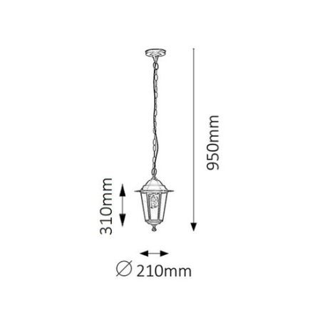 Rábalux 8208 Velence kültéri Függesztett lámpatest, fekete, 60W, E27