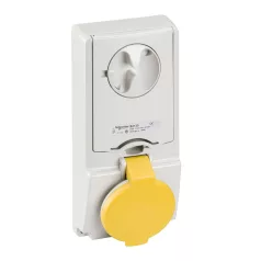   Schneider 82128 UNIKA Panelre szerelhető,reteszelhető aljzat,2P+F,4h,16A,130V,IP44,olvadóbiztosítós