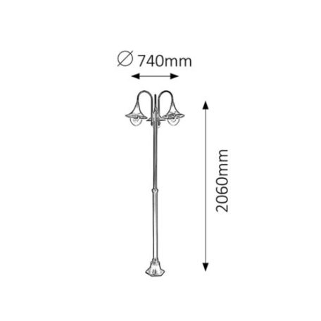 Rábalux 8248 Konstanz háromágú állólámpa, fekete, 2.2m, E27, 3x100W, IP44
