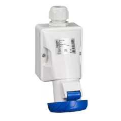   Schneider 83154 PRATIKA Falra szerelhető aljzat hátlappal, 2P+F, 6h, 16A, 250V, IP67, csavaros