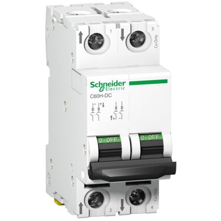 Schneider A9N61520 ACTI9 C60H-DC kismegszakító, 2P, C, 0.5A, 500VDC