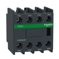   Schneider LADN22P Segédérintkező blokk, homloklapi, 2Z+2NY, 4P kontaktorhoz, EN50012