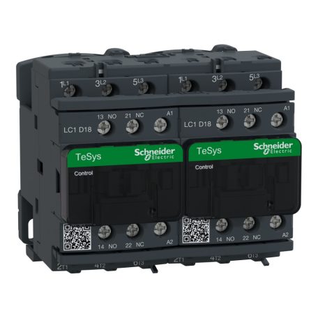 Schneider LC2D18P7 AC irányváltó, 7,5kW/18A (400V, AC3), csavaros csatlakozás, 1Z+1NY