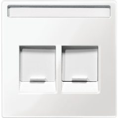   Schneider MTN4564-0319 MERTEN Fedlap,2xRJ45 moduláris betétekhez,feliratozható,polárfehér