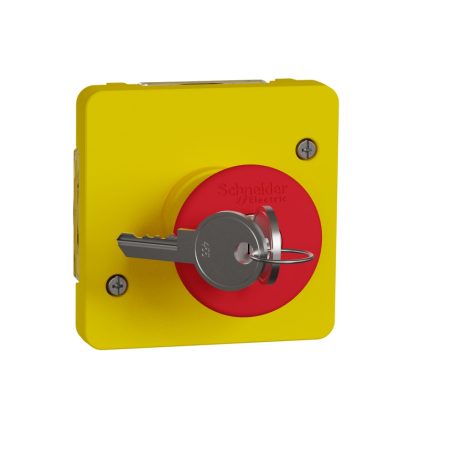 Schneider MUR35052 MUREVA Styl Kulcsos vészleállító, piros/sárga