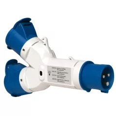   Schneider PKZM403 PRATIKA Elosztó adapter, 1 villa-2 aljzat, 2P+F, 16A, 250V, IP44