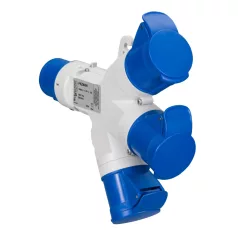   Schneider PKZM409 PRATIKA Elosztó adapter, 1 villa-3 aljzat, 2P+F, 16A, 250V, IP44