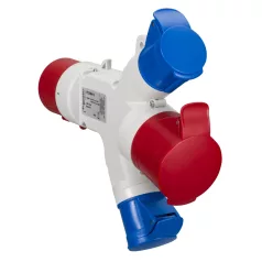   Schneider PKZM413 PRATIKA Elosztó adapter, 1 villa-3 aljzat, 3P+N+F, 32A, 415V, IP44