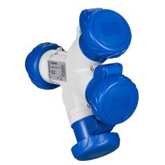   Schneider PKZM709 PRATIKA Elosztó adapter, 1 villa-3 aljzat, 2P+F, 16A, 250V, IP67