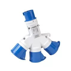   Schneider PKZM713 PRATIKA Elosztó adapter, 1 villa-3 aljzat, 3P+N+F, 32A, 415V, IP67