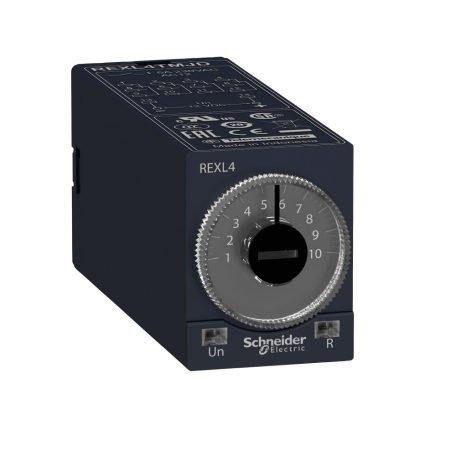 Schneider REXL4TMBD Zelio Time dugaszolható bekapcsolás késleltető időrelé,A funkció,4CO,5A,24VDC