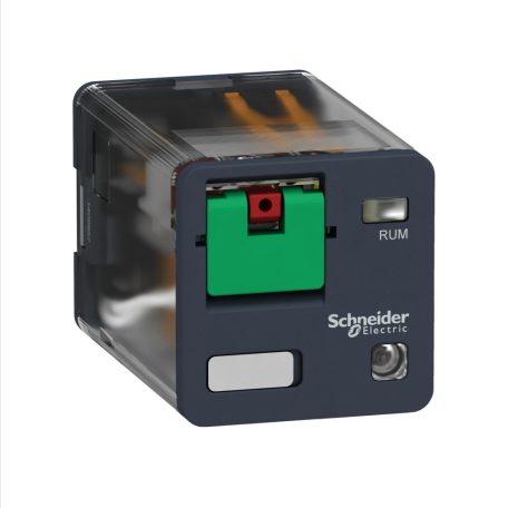 Schneider RUMC22P7 Zelio RUM univerzális relé, hengeres, 2CO, 10A, 230VAC, tesztgomb, LED