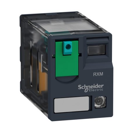 Schneider RXM2AB2JD Zelio RXM miniatűr relé, 2CO, 12A, 12VDC, tesztgomb, LED