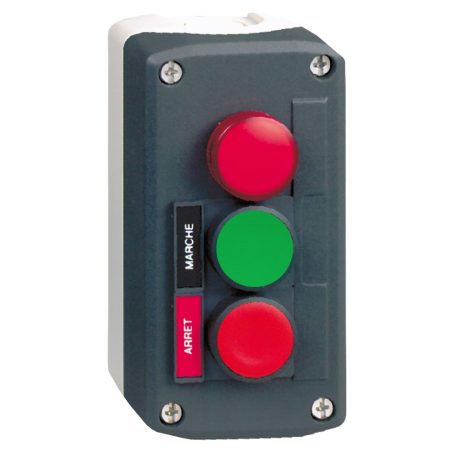 Schneider XALD361B Harmony XALD tokozott nyomógomb,1 zöld-1 piros nyomógomb 24V LED lámpa,1NO+1NC