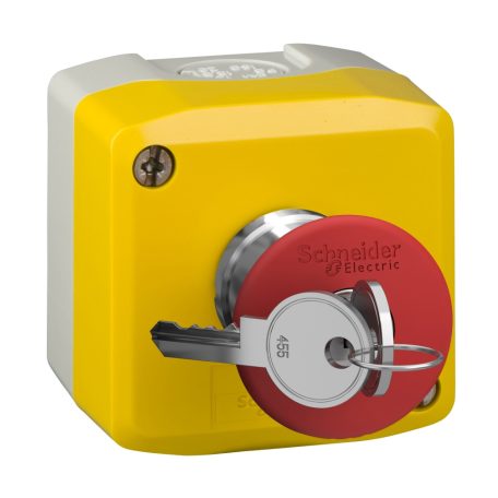 Schneider XALK188 Harmony XALK tokozott vészgomb,sárga,piros gombafejű nyomógomb,kulccsal kioldó