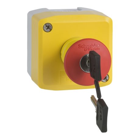 Schneider XALK188F Harmony XALK tokozott vészgomb,sárga,piros gombafejű nyomógomb,kulccsal kioldó