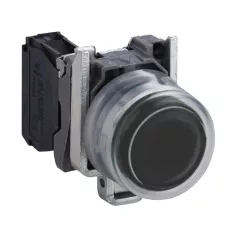   Schneider XB4BP21 Harmony komplett fém nyomógomb, Ø22, gumisapkás, kiálló, visszatérő, 1NO, fekete