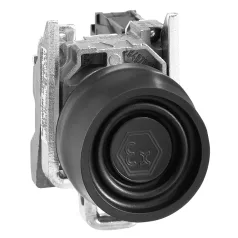   Schneider XB4BPS21EX Harmony ATEX D komplett nyomógomb, Ø22, fém, 1NO, fekete, színes védőspkával