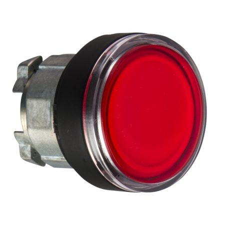 Schneider ZB4BW347 Harmony fém világító nyomógomb fej,Ø22,visszatérő,BA9s izzóhoz,piros,fekete perem