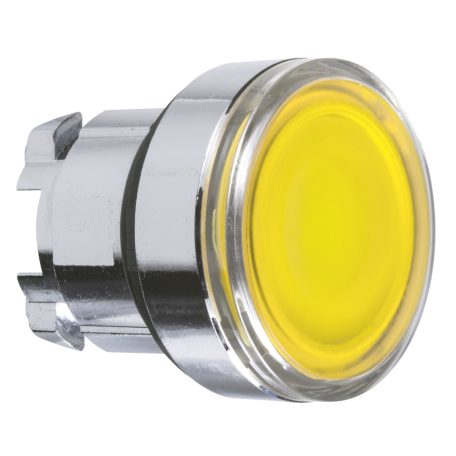 Schneider ZB4BW383 Harmony fém világító nyomógomb fej, Ø22, visszatérő, beépített LED-hez, sárga