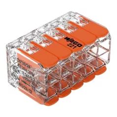   WAGO 221-420 COMPACT vezetékösszekötő rugós minden vezetéktípushoz 10 x 0,2-4 mm2 átlátszó