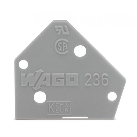 Wago 236-100 Véglap, 1 mm vastag, snap-fit típus, szürke