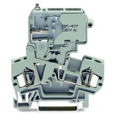 Wago 281-611/281-417 2 vezetékes biztosító sorkapocs, 5 x 20 mm miniatűr biztosíték, 4 mm², szürke