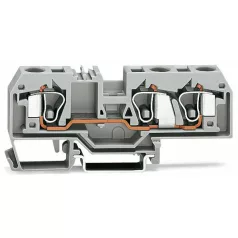   WAGO 284-681 3 vezetékes átmenő sorkapocs, 10 mm², középső jelölés, 10.00 mm², szürke