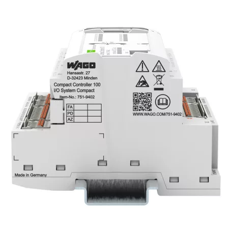 WAGO 751-9402 Kompakt vezérlő 100; 8DI 8DIO 2AI 2AIO 2NI/PT 2RS485; 2 x ETHERNET; SD