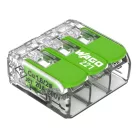 WAGO 221-423 GREEN vezeték összekötő 3x0,2-4mm2, 32A, oldható mini átlászó/zöld
