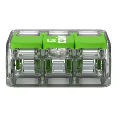   WAGO 221-423 GREEN vezeték összekötő 3x0,2-4mm2, 32A, oldható mini átlászó/zöld